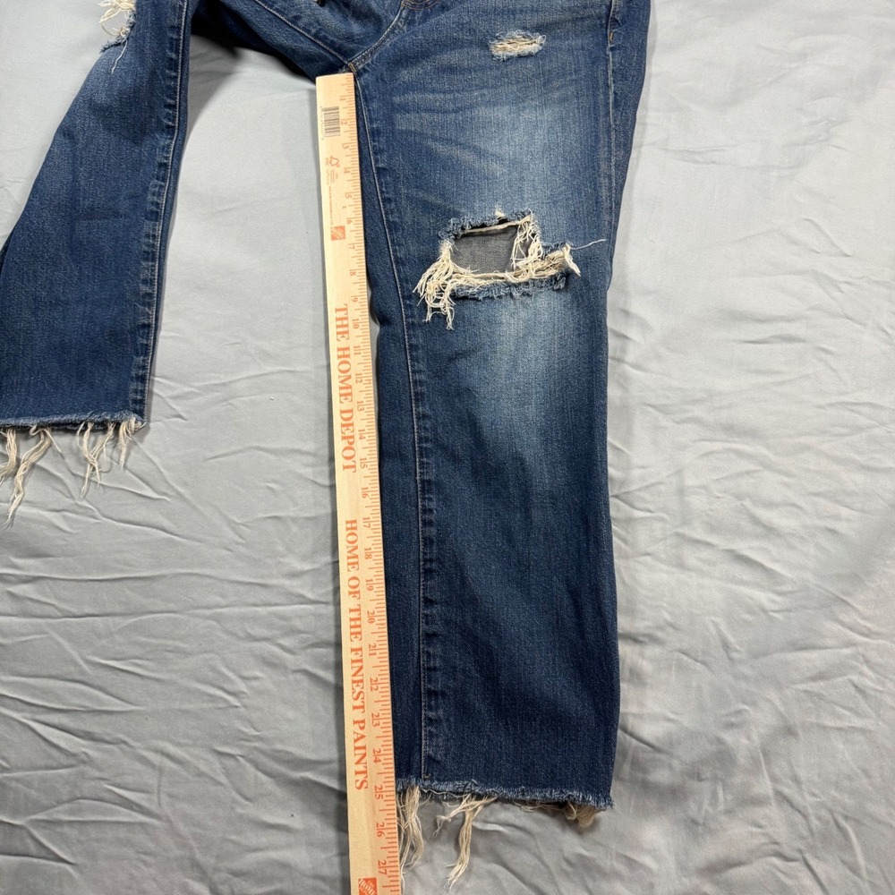 Madewell Boyjean Cropped Jeans Women's 26 Distressed Medium Wash Raw Hem - Picture 8 of 11